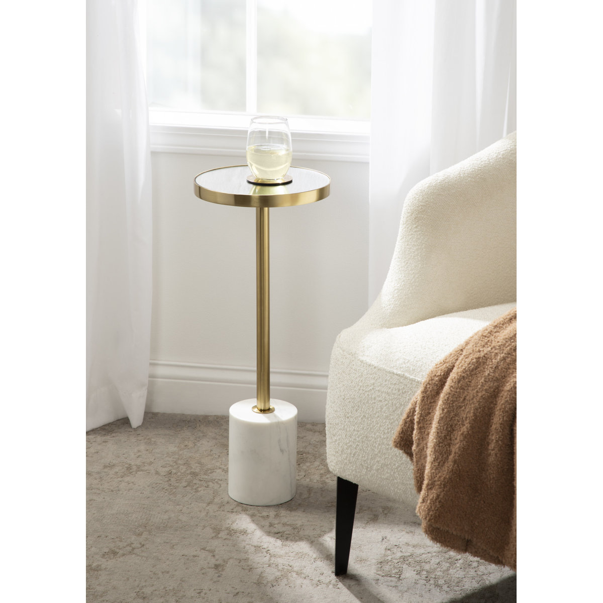 Ivy Bronx Hescott Mirrored Drink Table 10X10x24 & Reviews | Wayfair